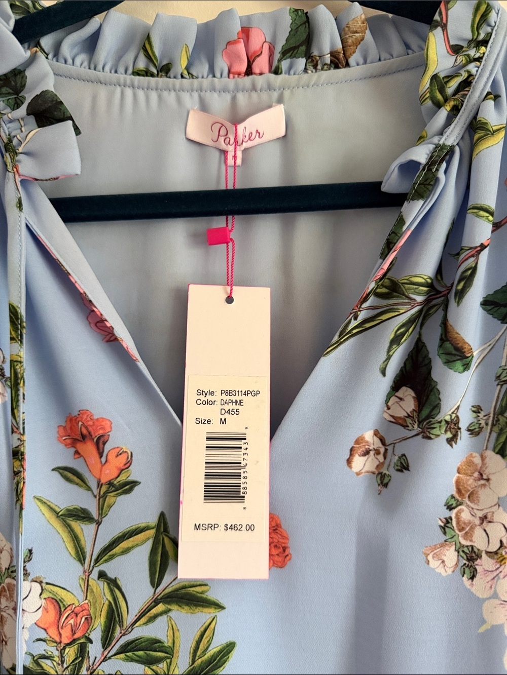 NWT Parker Sky Blue Floral Shoulder Dress Flowy Feminine Size 8 - Picture 4 of 12